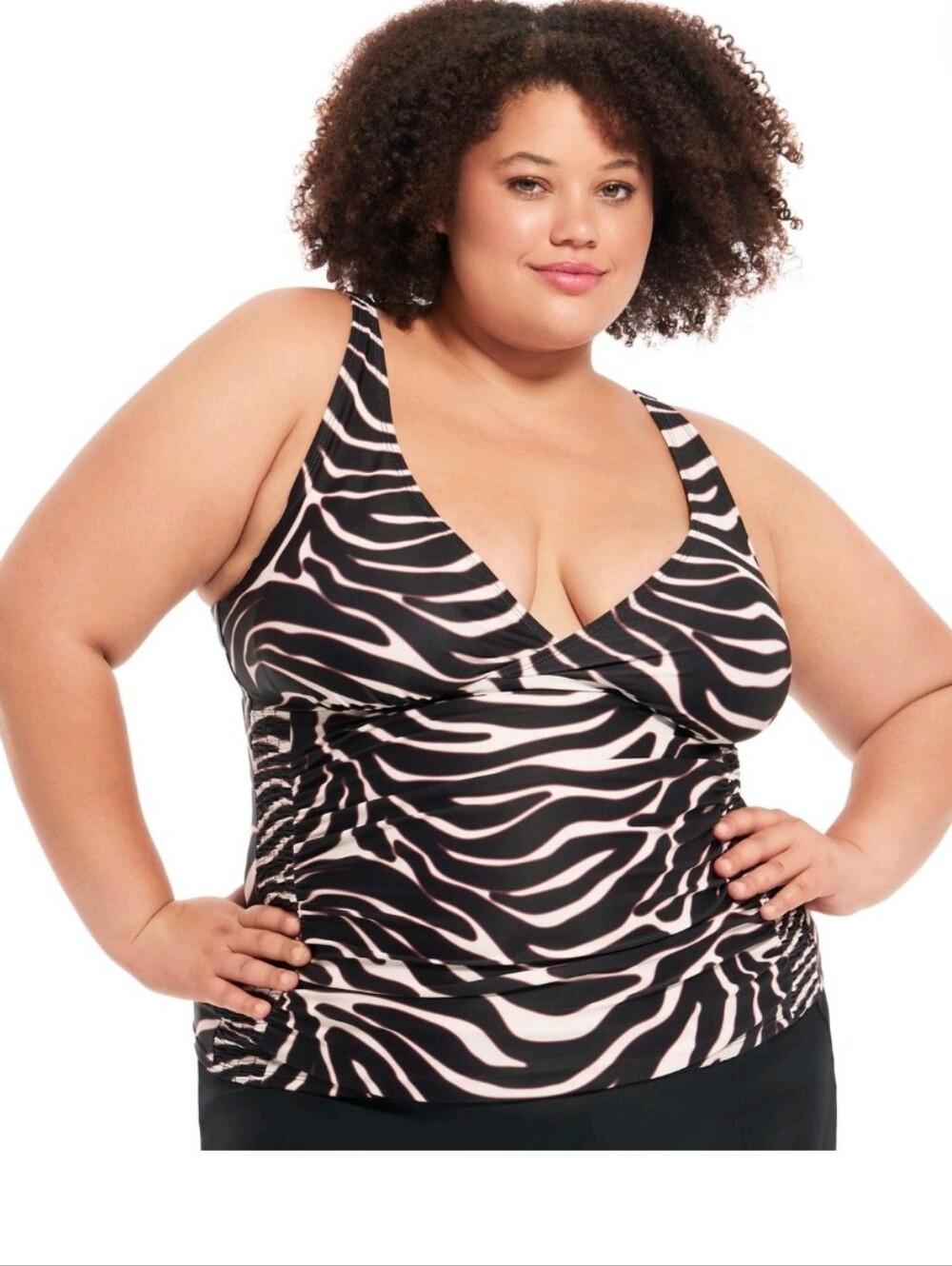 Krista Plus Shape Solutions 1X / 18 Plus Zebra Tankini Top – NWT